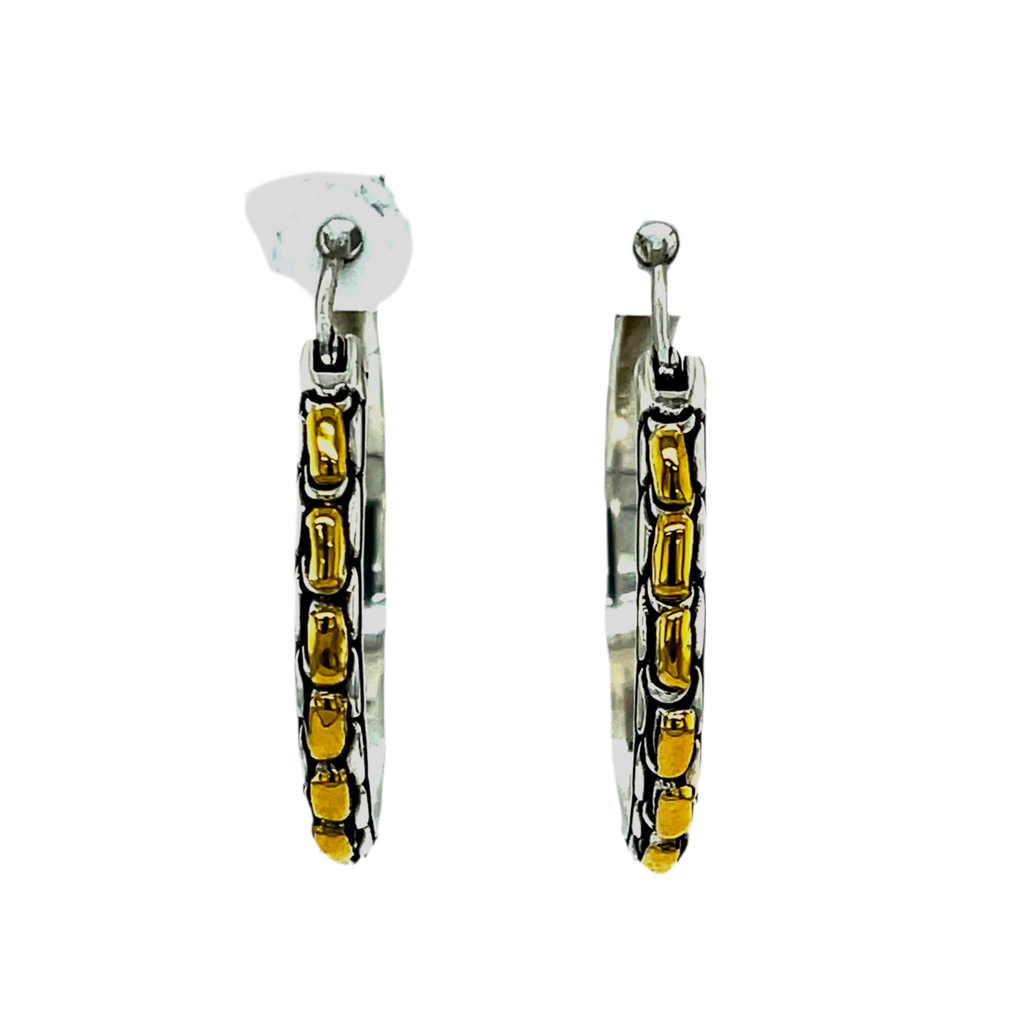 18kt Gold and Silver hoop earrings