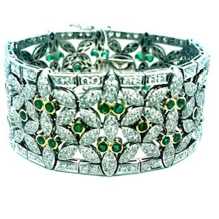 18 kt white gold bracelet with emeralds and diamonds. Call for price. SOLD