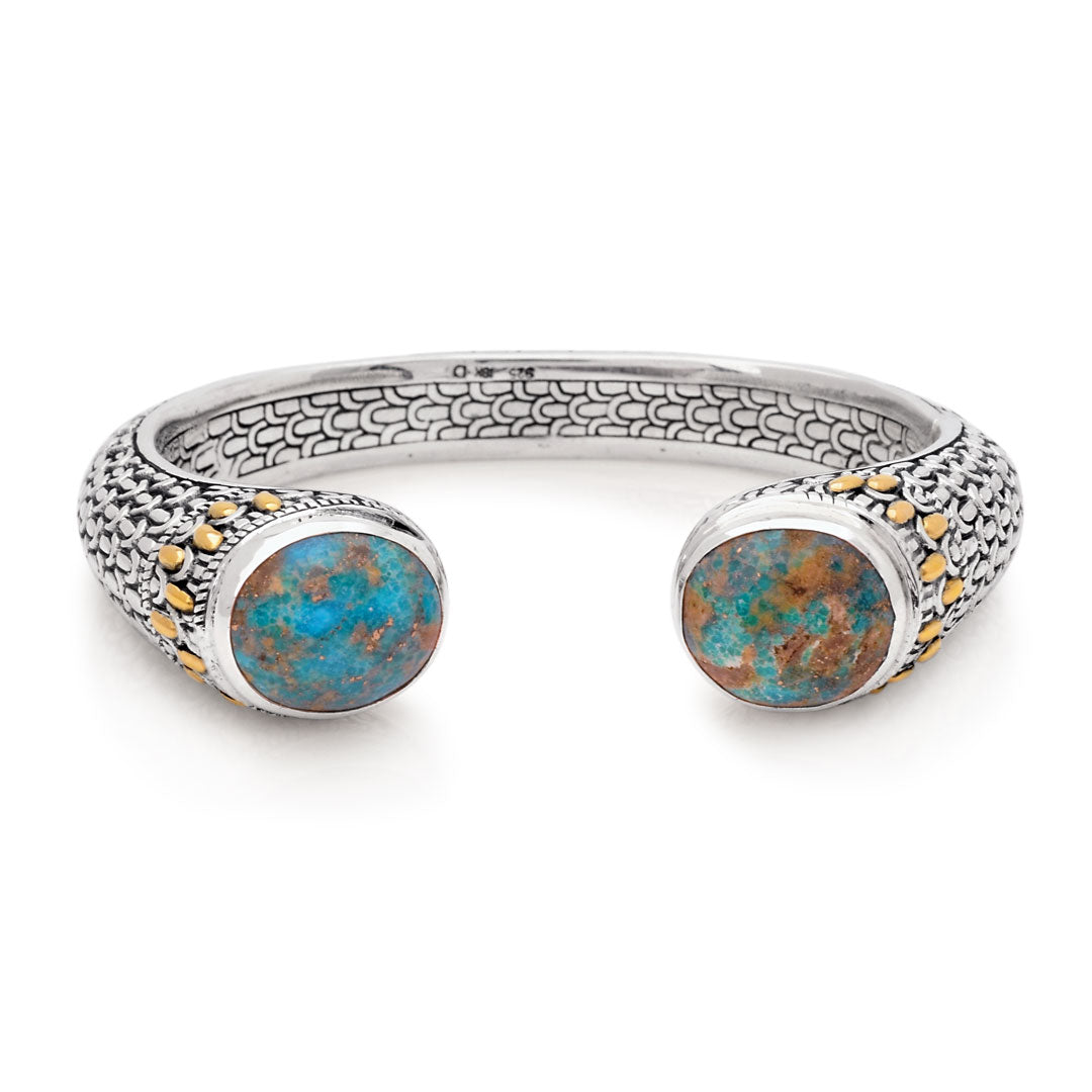 SBG 193-10TQ. Silver gold bracelet with Turquoise ends