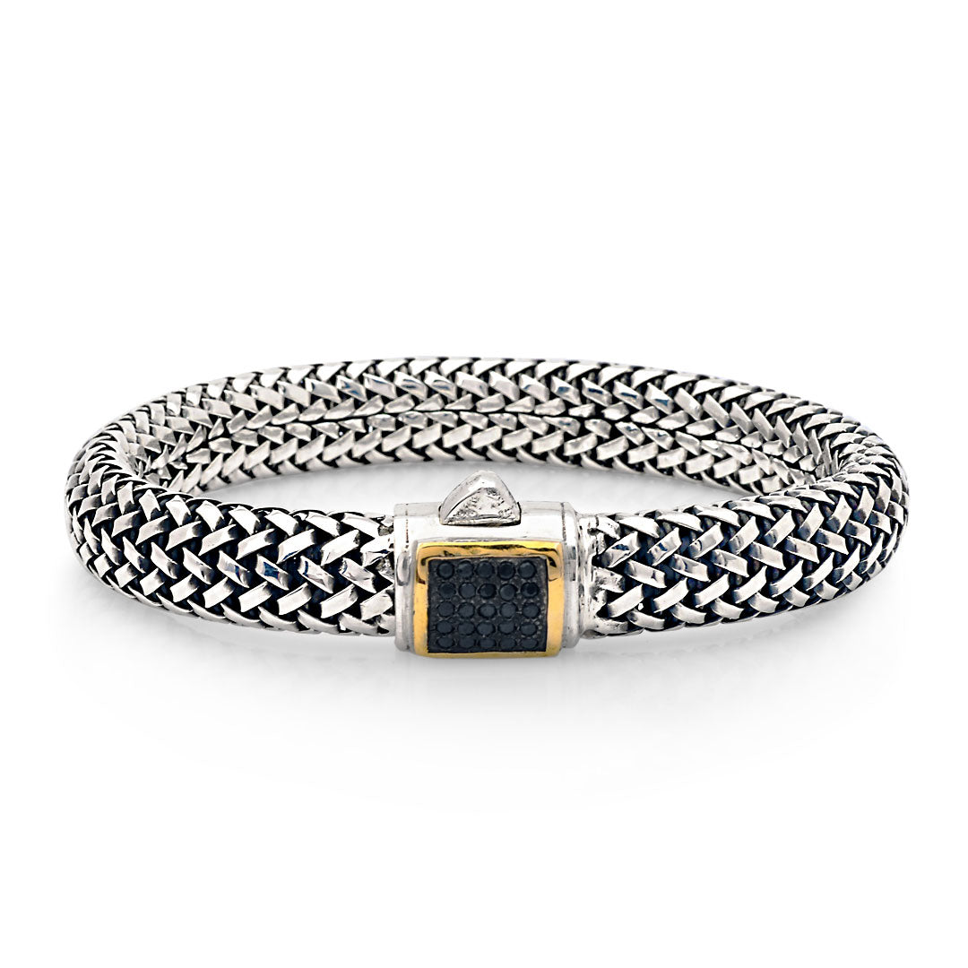 Silver gold black Sapphire bracelet