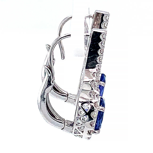 18 kt hanging earrings with Tanzanite & Diamonds