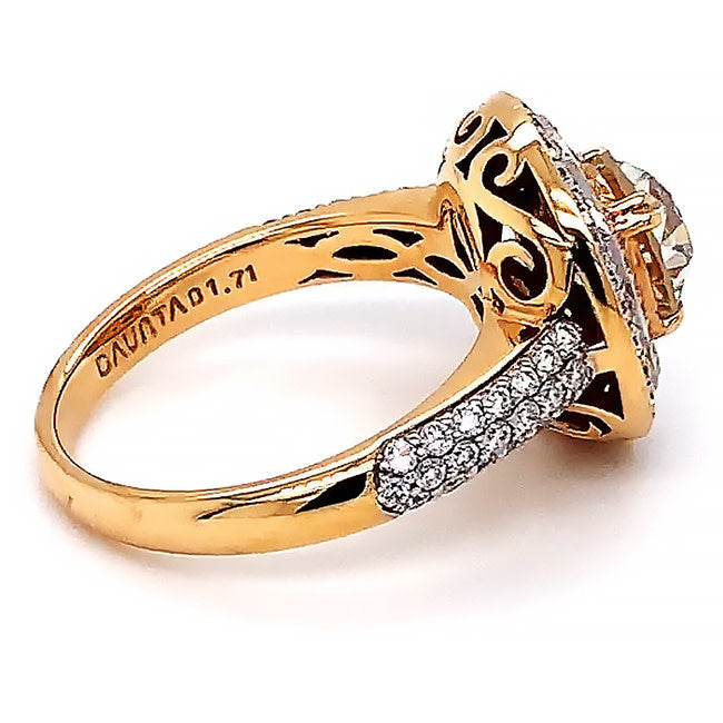 18 kt Rose Gold engagement ring set with natural rare color Gray diamond center and pink diamonds