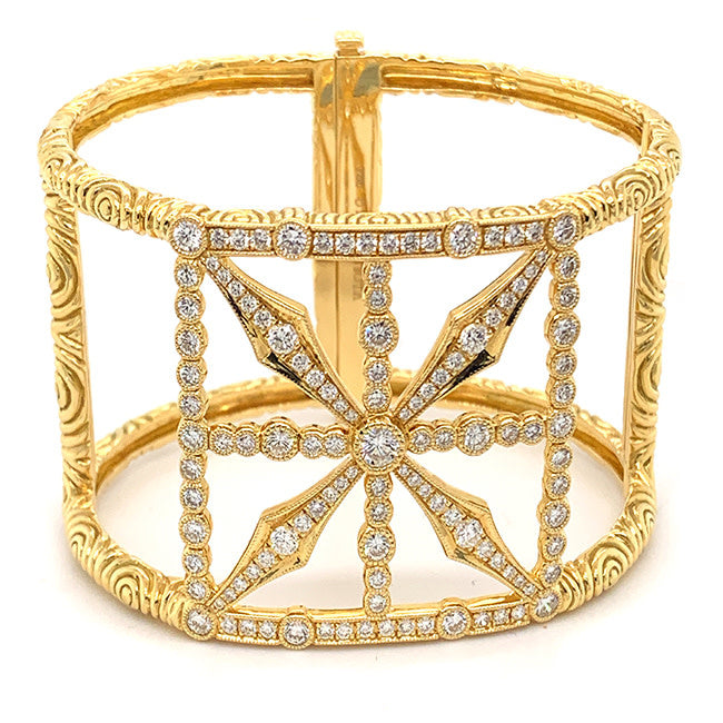 18 kt gold bangled bracelet with diamonds