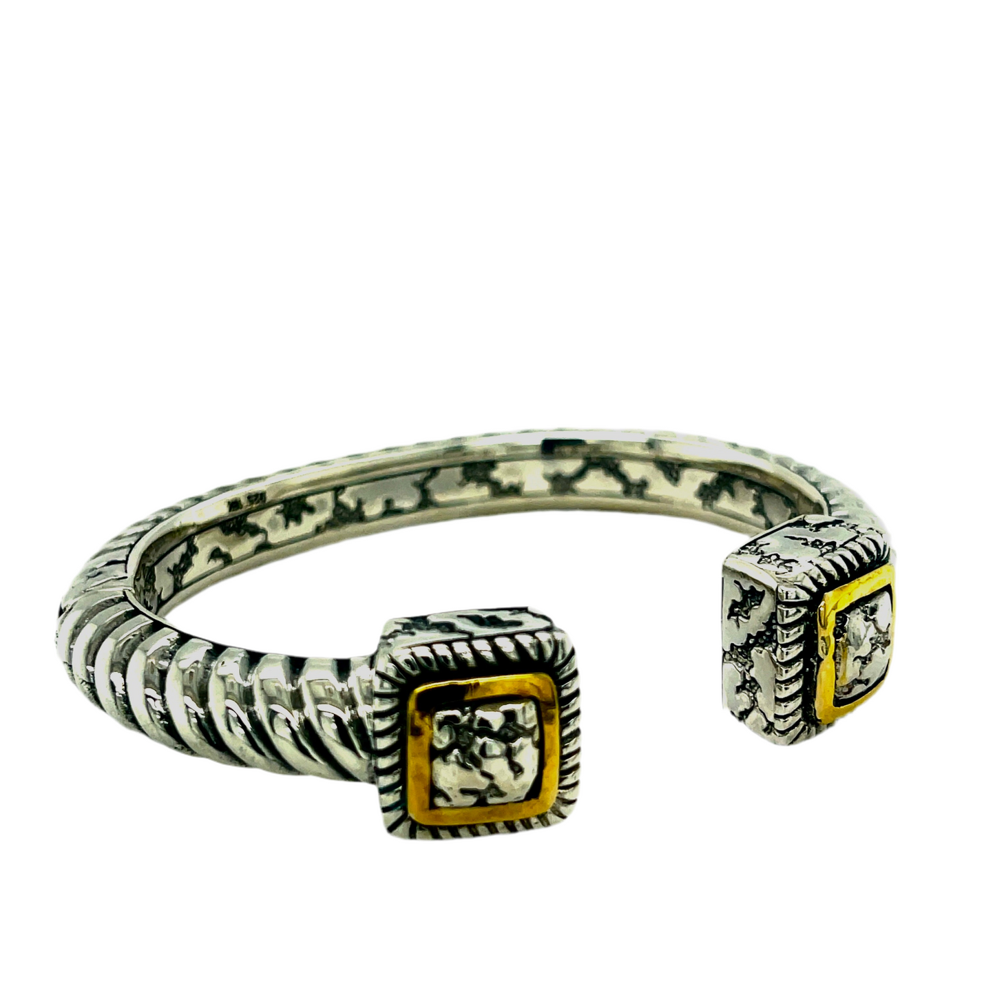 Silver gold bangle bracelet squire ends