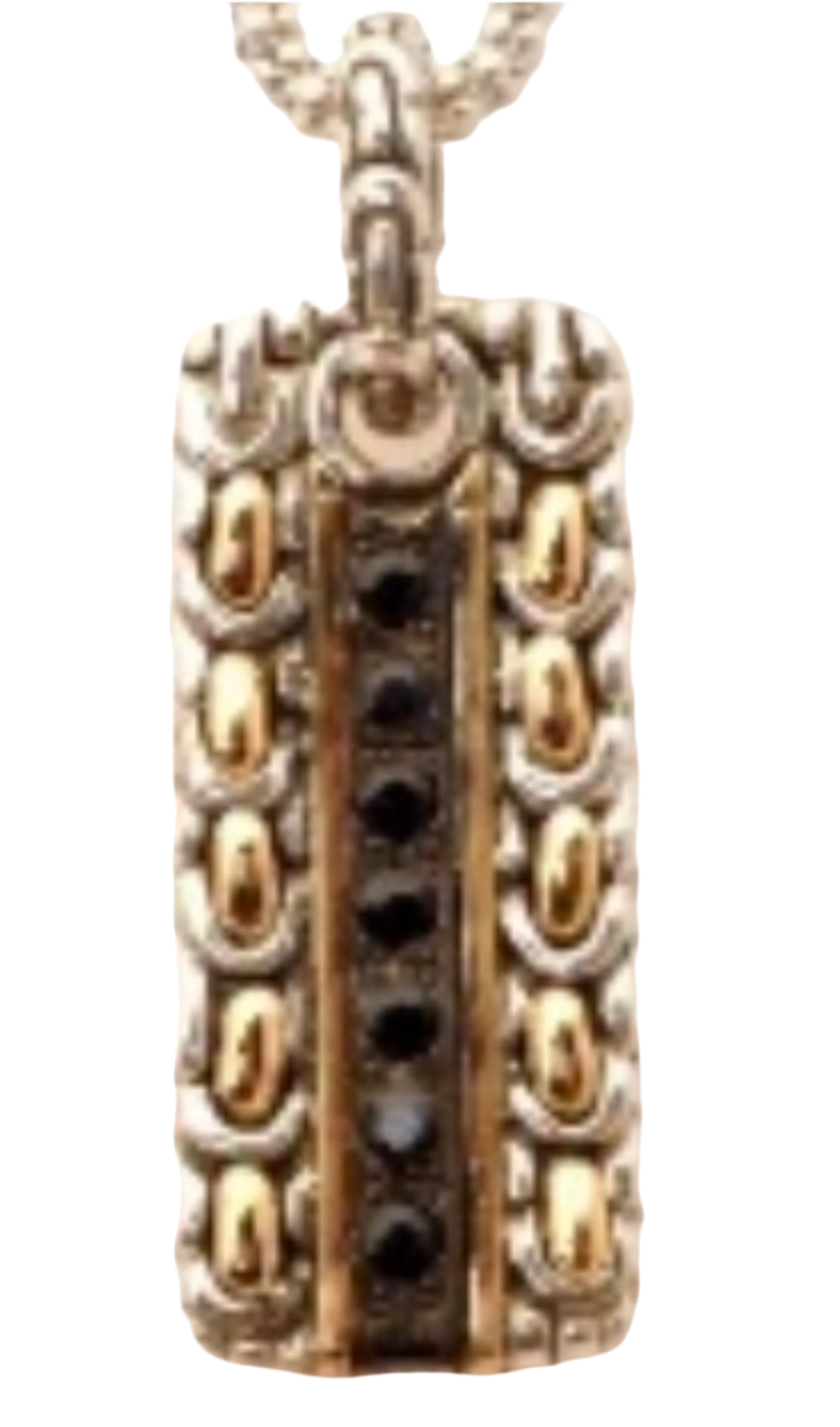 Silver gold nckl with black sapphires