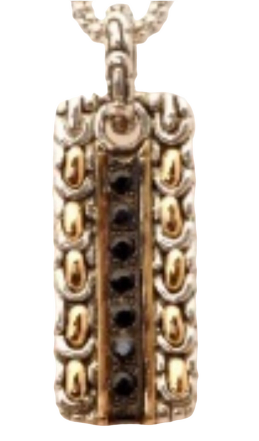 Silver gold nckl with black sapphires
