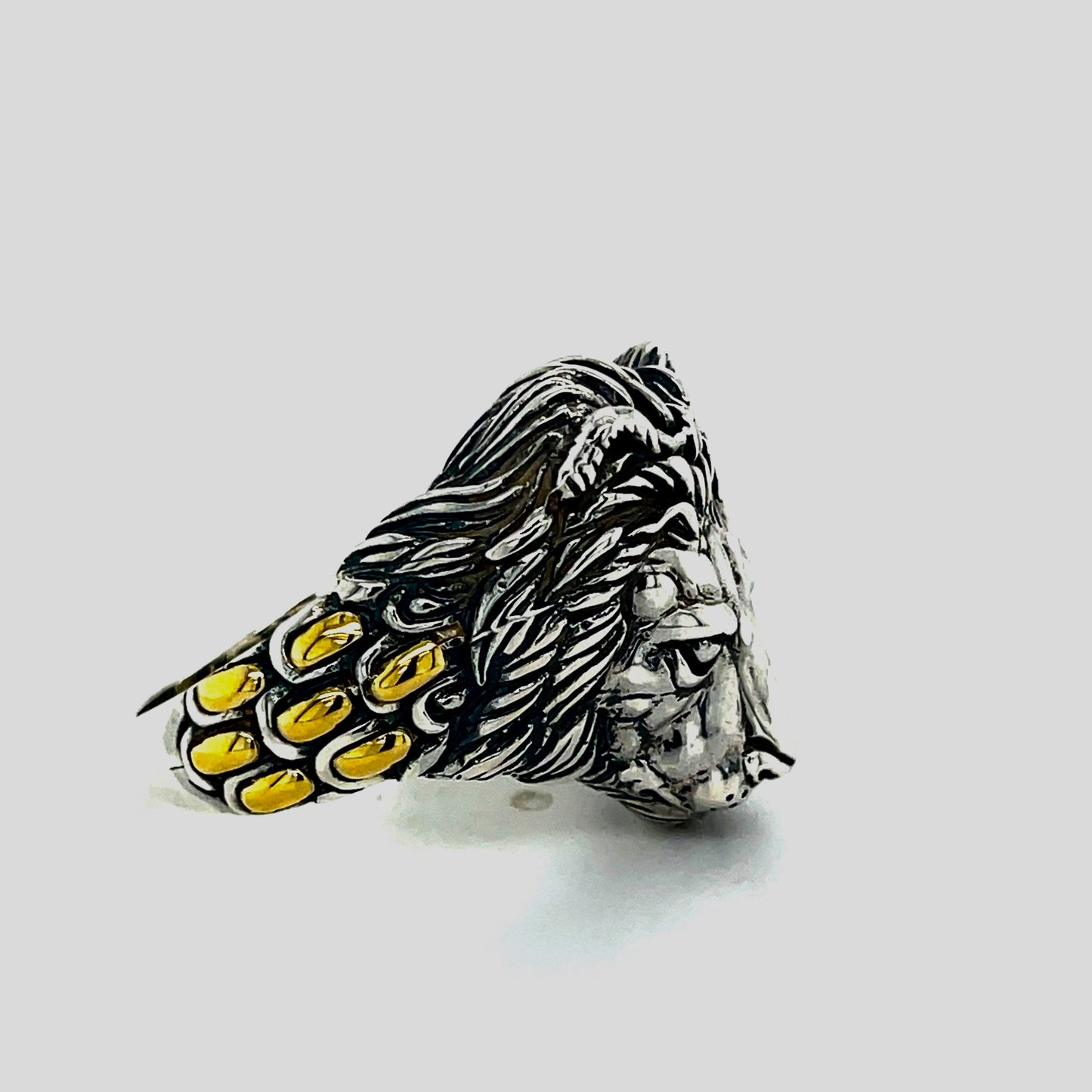 18kt Gold and Silver Lion ring