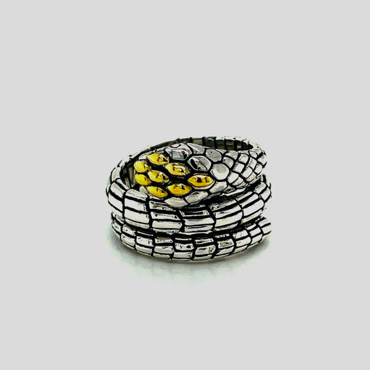 Silver gold snake ring