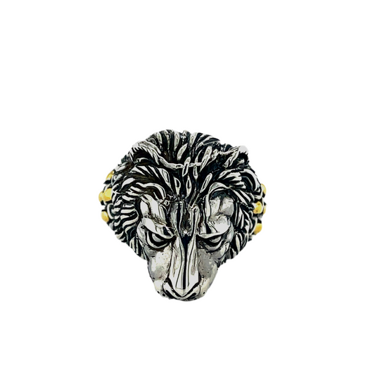 18kt Gold and Silver Lion ring