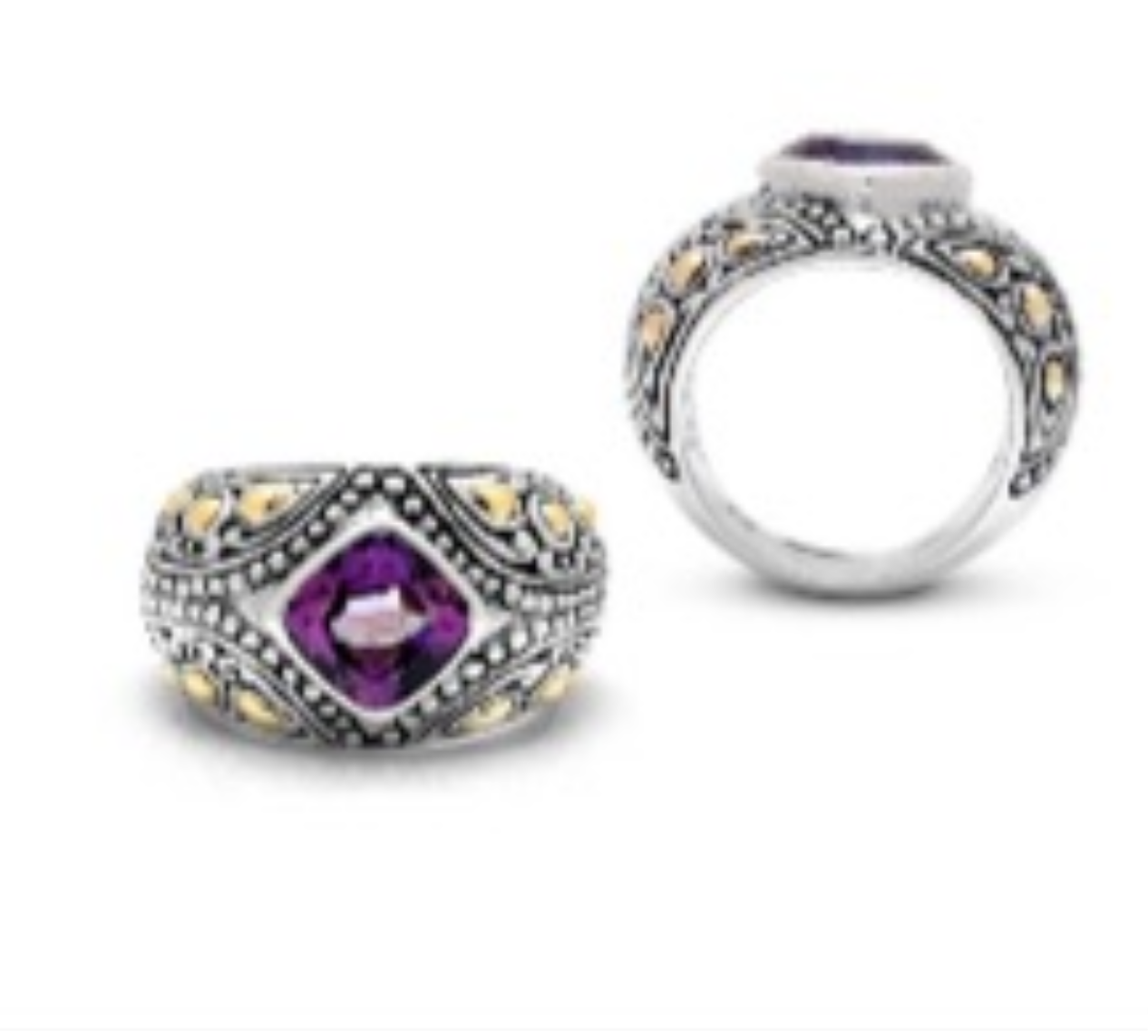 SRD 112- Silver gold ring w Blue Topaz