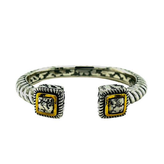 Silver gold bangle bracelet squire ends