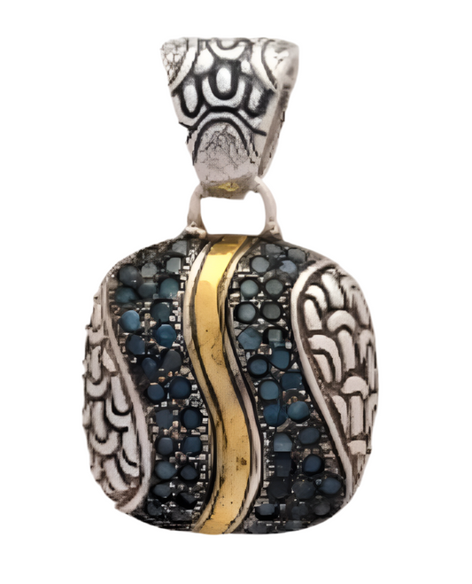 Silver gold nckl with black sapphires