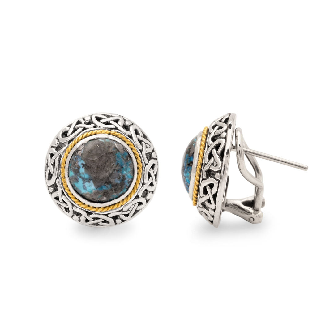 Silver gold stud earrings with Turquoise clip on nm