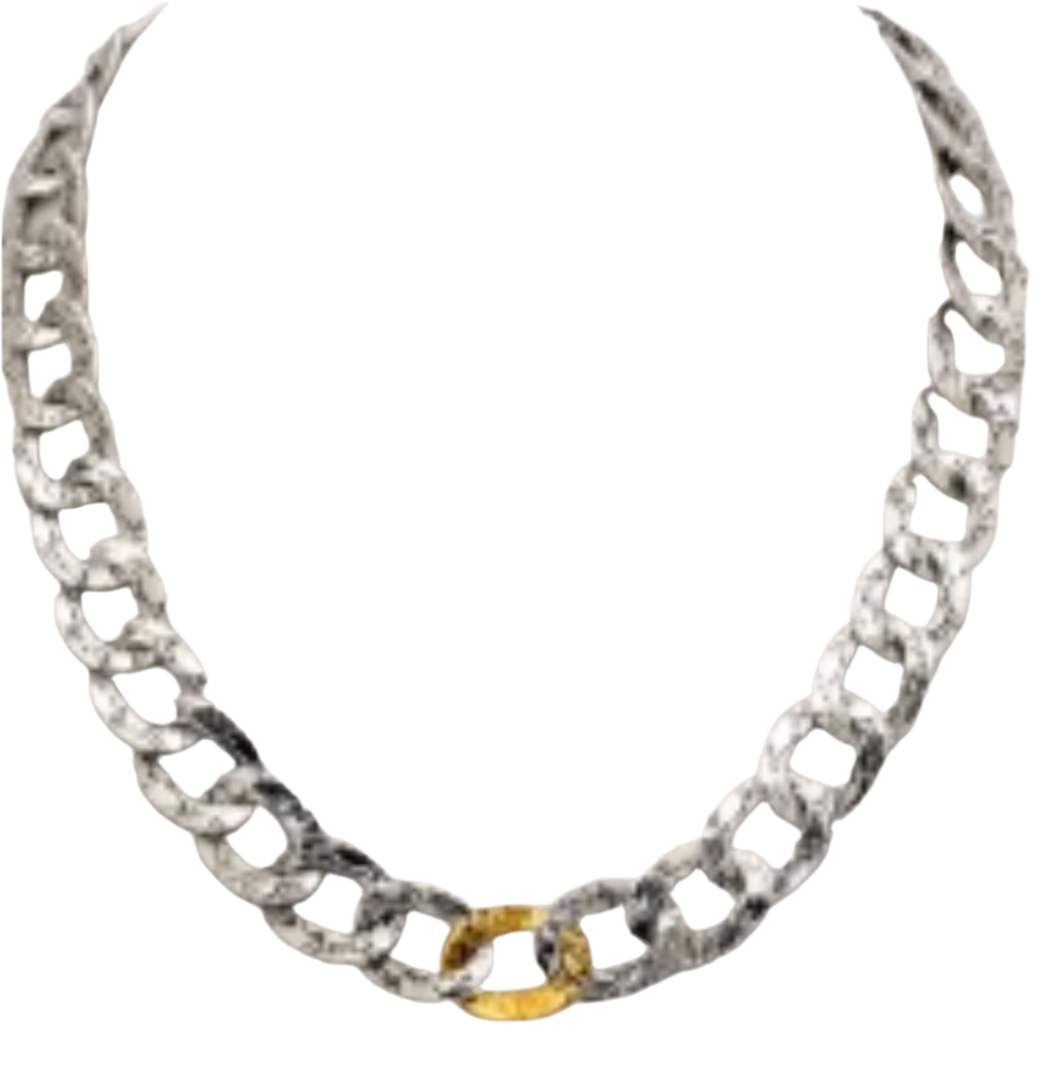Silver gold open link chain nckl