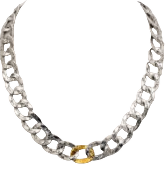 Silver gold open link chain nckl