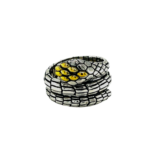 Silver gold snake ring