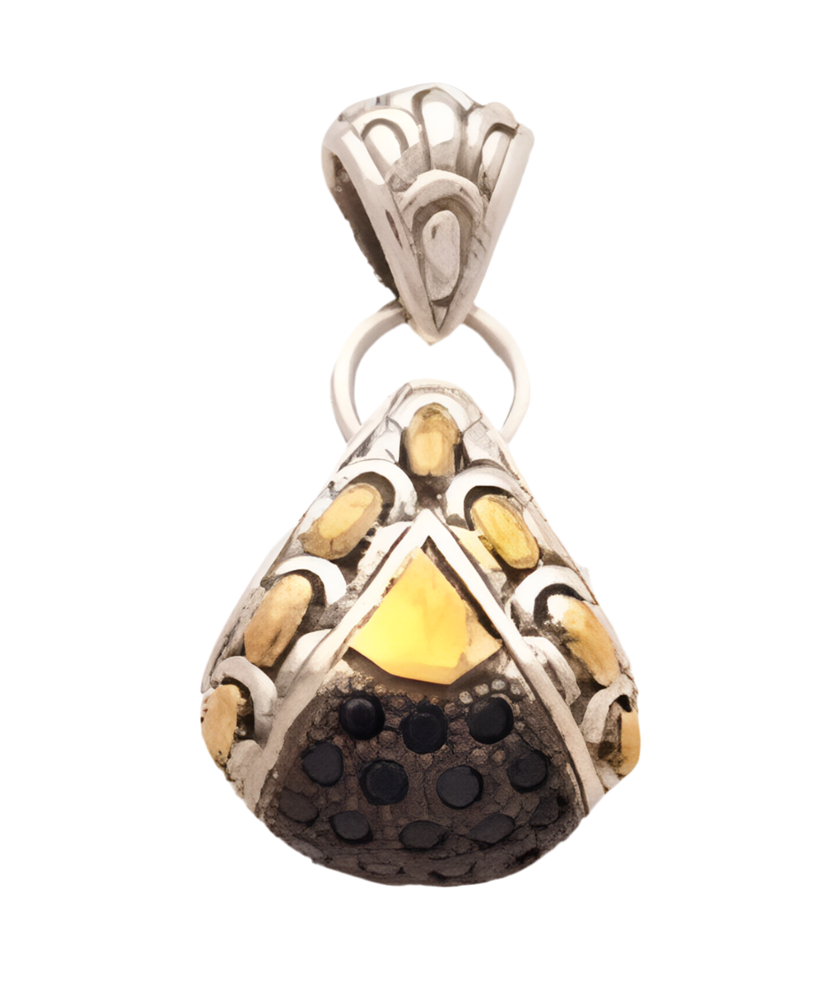 Silver gold necklace with black sapphires