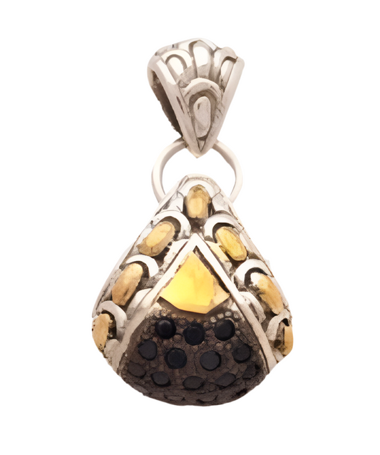 Silver gold necklace with black sapphires
