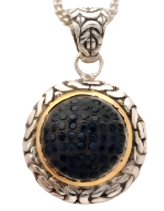 Silver gold nckl w black sapphires and chain
