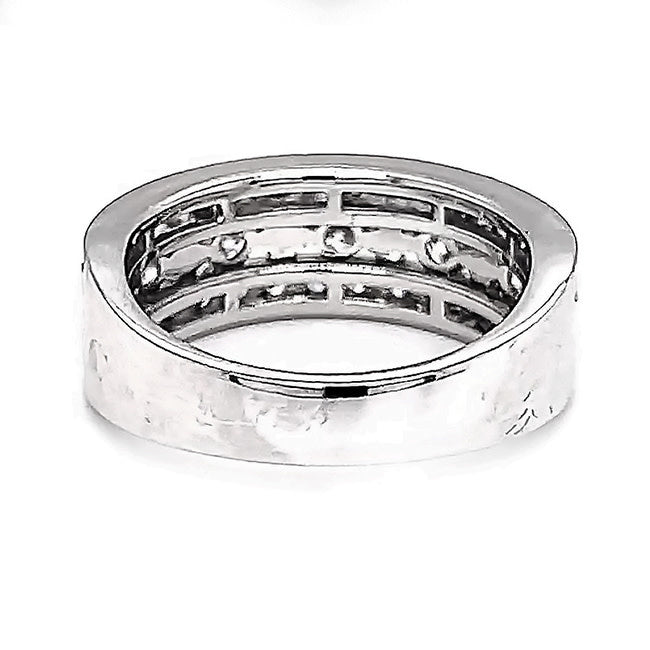 Platinum delicate band set with channel style diamonds