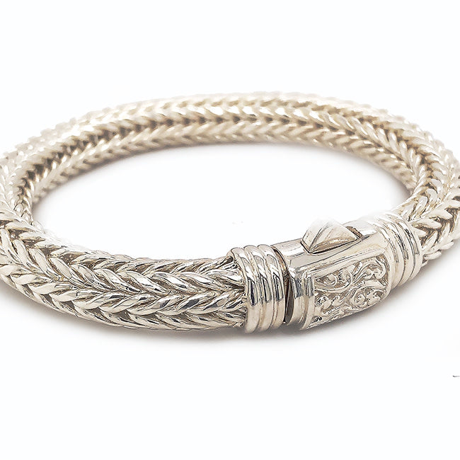 Round Style Thick Silver Bracelet